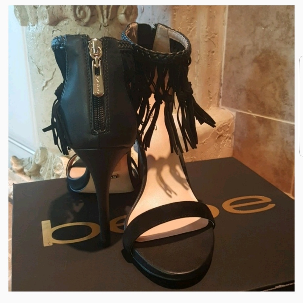 Bebe fringe heels